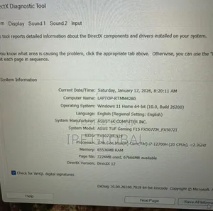 Laptop Asus TUF Gaming A15 64GB Intel Core I7 SSD 1T