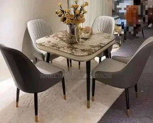 Formal Marble Dining Table With Four Chairs