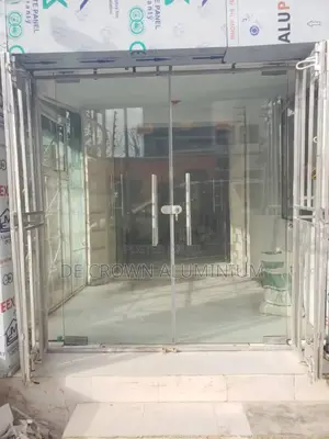 Luxury Frameless Glass Shop Entrance Door With Silver Finish