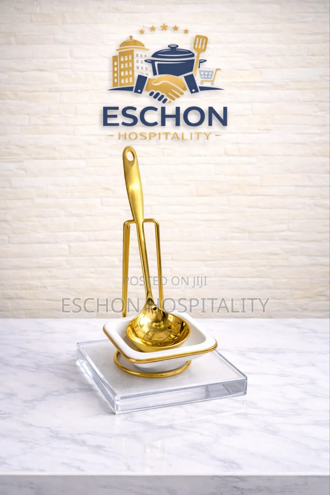 Golden Serving Spoon Holder/ Rest Set