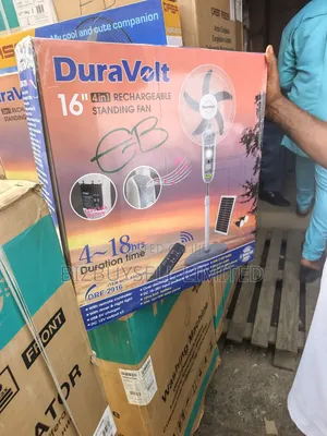 16" 4in1 Duravolt Rechargeable Standing Fan With Solar Panels And Bolb