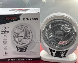 Eurosonics Es 2669 8” Rechargeable Fan With Led Light