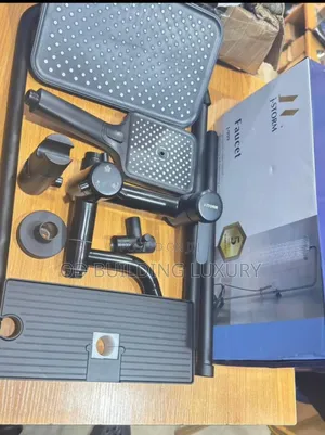 J-Storm Matte Black Rainfall Shower Faucet Set With a Handheld Wand.