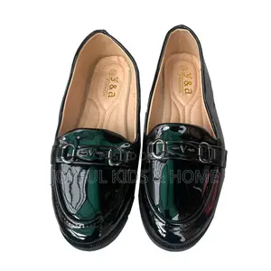 High Quality Shiny Leather Ladies Loafers Shoe-Black