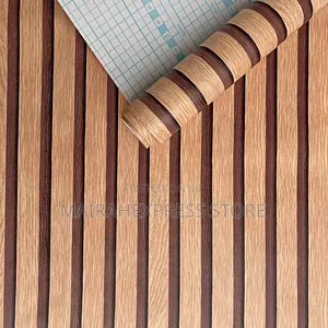 PVC Striped Waterproof Wallpaper (60cm by 10m) With a Grilled Pattern.