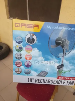 Durable Battery Level Qasa 18inch Rechargeable Standing Fan