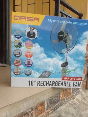 Qasa 18inch Led Light Rechargeable Standing Fan+ Programme Remote