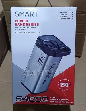 Power Bank 54600mah- Usb Port Fast Charging With Cables And Led