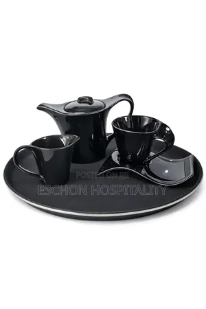 Generic Black Ceramic Coffee and Tea Serving Set 9 Pieces