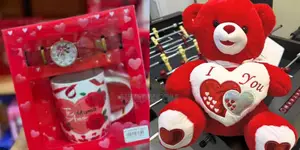 3in1 Valentine's Gift ( Val Teddy , Wrist Watch , Tea Cup Spoon)