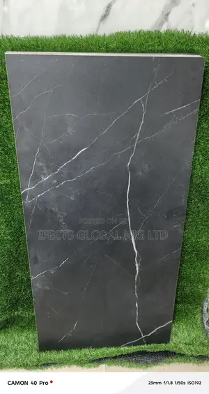 60*120 Black Floor Tiles Matt With White Stripe