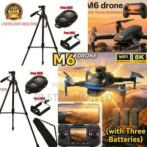 Total Control M6 Drone With Free 3batteries Tripod Phone Holder