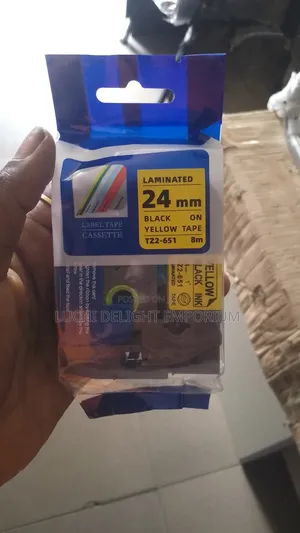 Brother P-Touch Black on Yellow 24mm,Laminated Label Tape