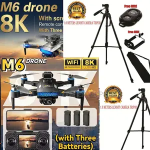 Cinema-Grade Stability M6 Drone Free 3batteries,Tripod Phone Holder