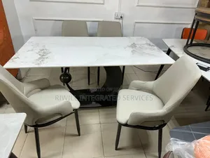 Four Chairs Marble Dining Table Set