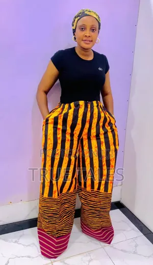 Comfortable Readymade  Ankara/Aso Oke Combo Palazzo Pants Trousers