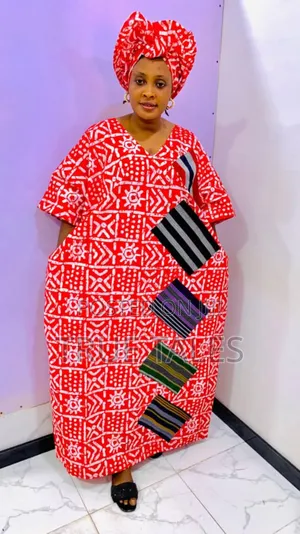 Comfortable Readymade  Ankara/Aso Oke Combo Boubou Kaftan Abaya Dress