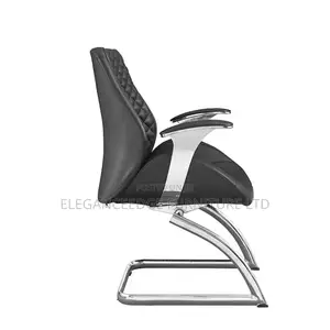 Modern Black Leather Sled Base Office Visitor Chair