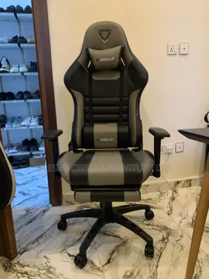 Gray Black Ergonomic Gaming Chair With Neck Pillow and Lumber Support