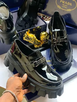 Prada Glossy Leather Men's High Sole Shoe