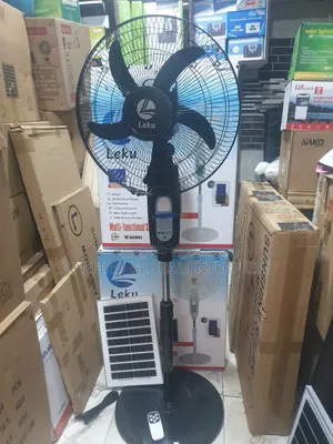 Leku 16" Inches Solar Rechargeable Fan With Bluetooth Speaker + Remote