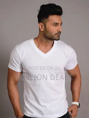 Custom Fit Men's White v- Neck T-Shirt