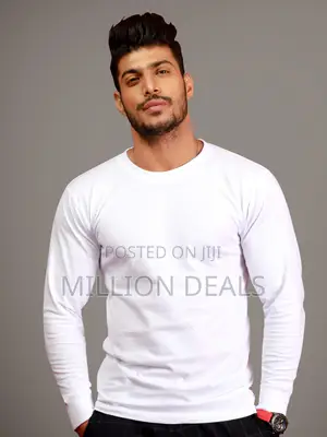 Plain Round Neck White Long Sleeves T-Shirt