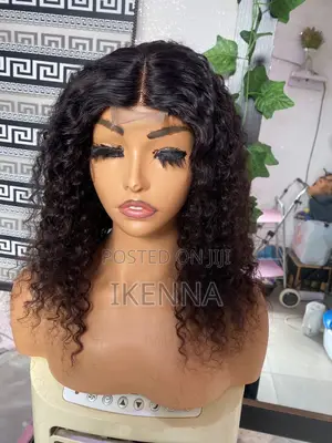 16” Human Hair,Deep Waves Wig With a Closure
