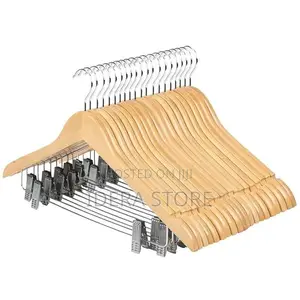 Wooden Hanger With Clips