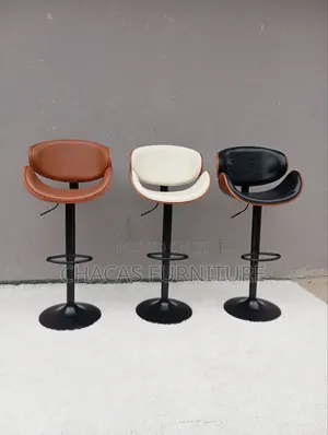Luxury Adjustable Swivel Bar Stools - Premium Wood Leather