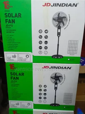 Jdjindian Ac/Dc Rechargeable Dual Standing Fan 16" With Panel