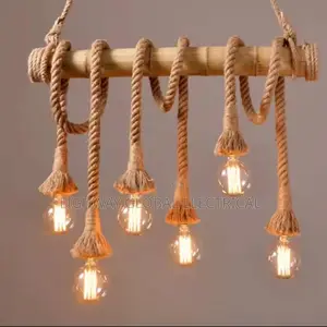 6 Heads Hemp Rope Pendant Vintage Chandelier