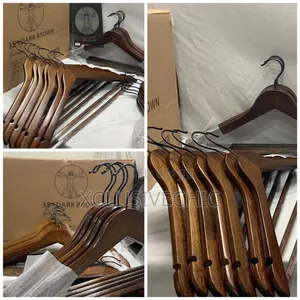 Dark Brown Wooden Hanger (Pack of 10)