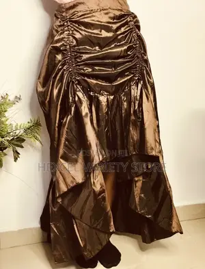 Elegant Satin Brown Skirt With Drawstring – Stylish Classy
