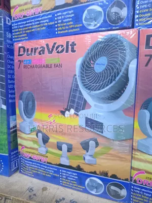Duravolt Rechargeable 7" Fan With Bluetooth Music Player Solar Panel
