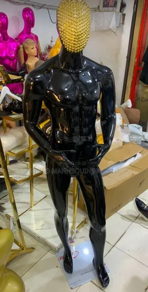 Huge Male Stone Face Black Fibre Mannequin