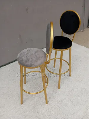 Luxury Velvet Bar Stools - Gold Frame High-Back Counter Chairs