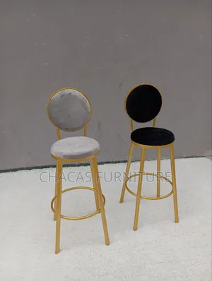 Luxury Velvet Bar Stools - Gold Frame High-Back Counter Chairs
