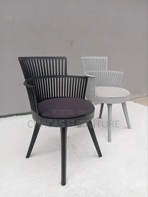 Modern Plastic Armchairs - Durable Slatted Dining Outdoor Chairs
