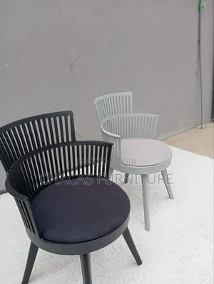 Modern Plastic Armchairs - Durable Slatted Dining Outdoor Chairs