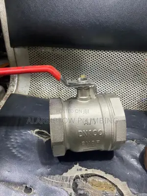 4" Brass Ball Valve With a Red Lever Handle. (Air Valve)