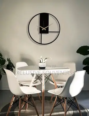 Simple Round/Rectangle Shape 4 Seater Dining Set With Solid Wood Foot