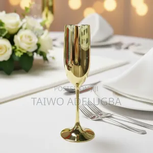 Electroplated Gold Champagne Glass Cup 6pcs Per Pack