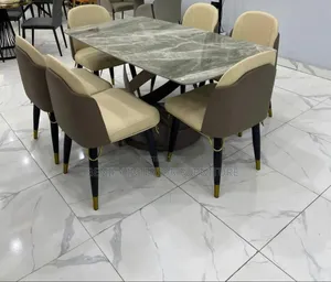 6 Seaters Modern Marble Dining Table and Chair