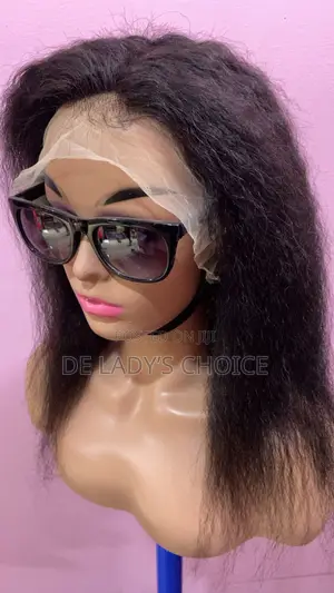 20”  Human Hair Carribean Yaki Straight Full Frontal Wig