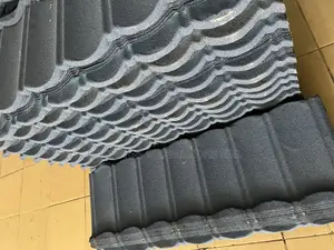 Plane Pure Black Quality Stone Coated Roofing Tiles Bond Design