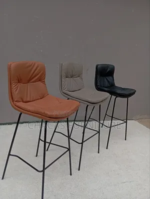 Premium Leather Bar Stools - Padded High Back Kitchen Island Chairs