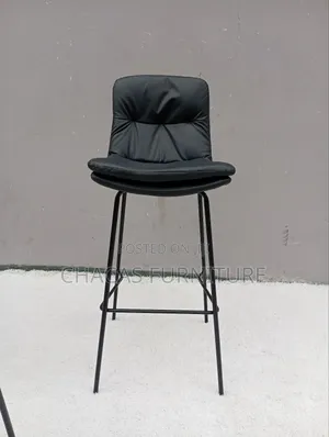 Premium Leather Bar Stools - Padded High Back Kitchen Island Chairs