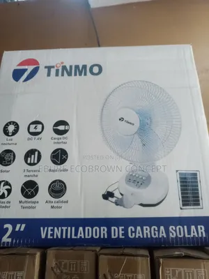 Tinmo 12 Inches Rechargeable Table Fan With Solar Panel and 2 Bulbs