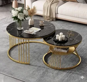Nordic Glass Marble Design Twin Center Table - White
And Black